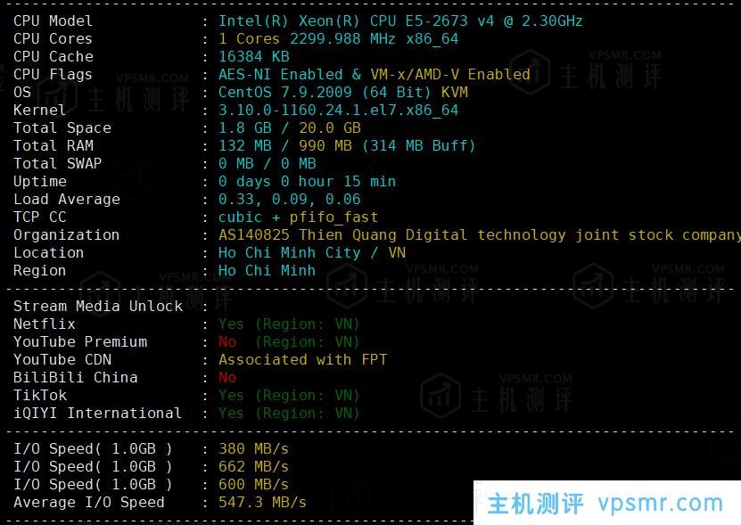 HostingViet越南便宜VPS主机测评：Cloud VPS Basic1，越南原生IP，解锁奈飞/Tiktok流媒体