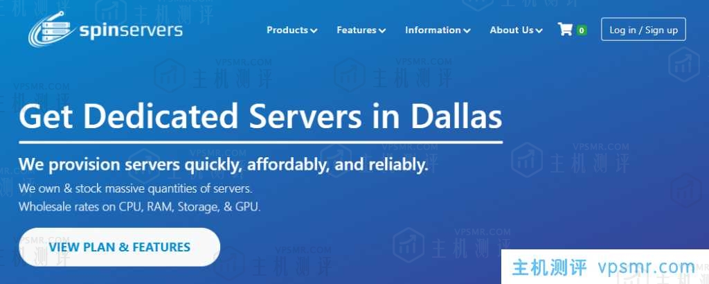 SpinServers美国服务器：达拉斯/圣何塞机房，默认10Gbps带宽，月30T流量，自带1个IPv4，30分钟内交付机器