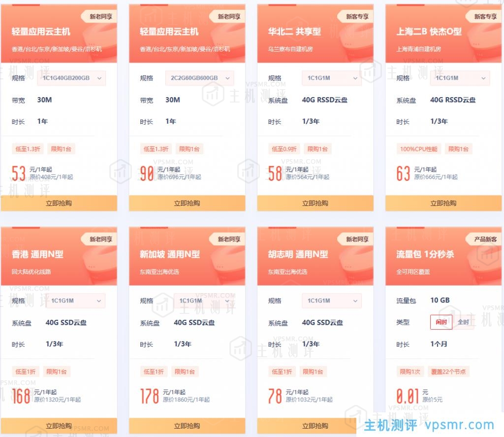 #618#UCloud年中上云狂欢季，轻量应用云主机首单1.3折低至53元/年，可选香港/台北/东京/新加坡/曼谷/洛杉矶机房
